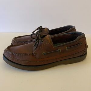 Sperry Top Sider 9 Mako Collection Brown Leather Lace Up Boat Shoes Preppy